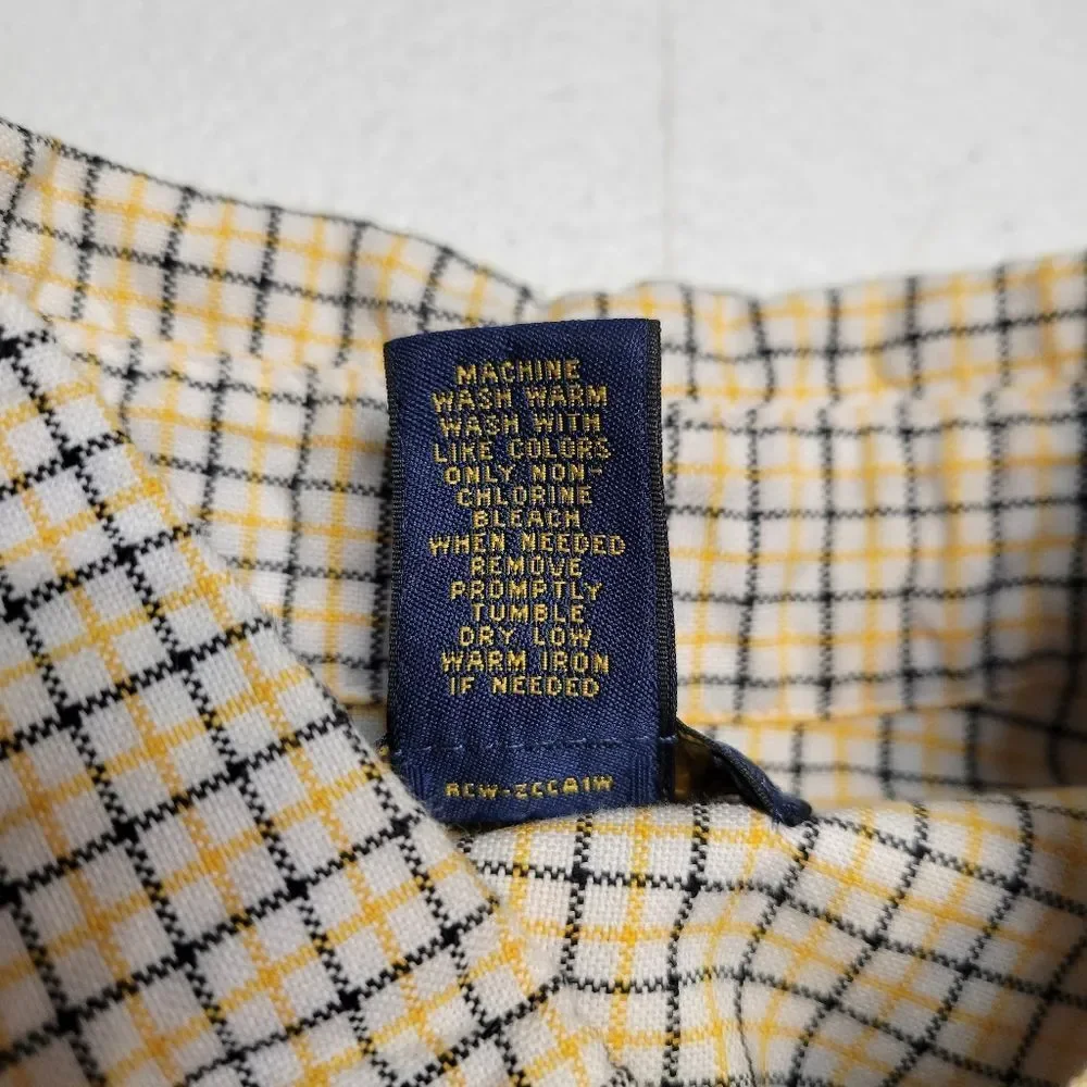Ralph Lauren Boys Yellow Plaid Button-Down Shirt  Classic Long Sleeve